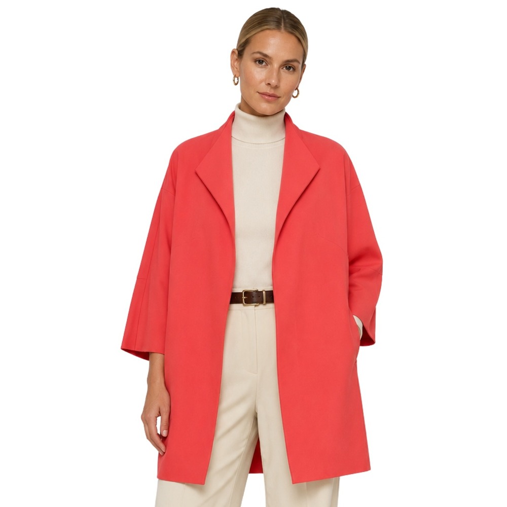 Lafayette 148 Coat 3X Coral Pink Bellini Topper Jacket Pockets Preppy City NEW